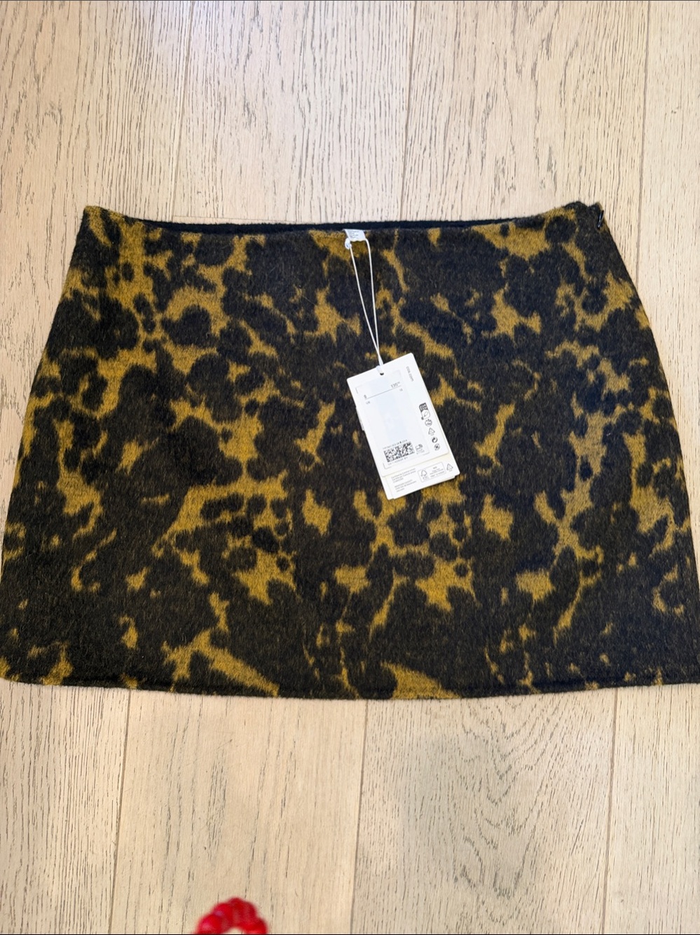 COS Black and Mustard Animal-Print Mini Skirt
